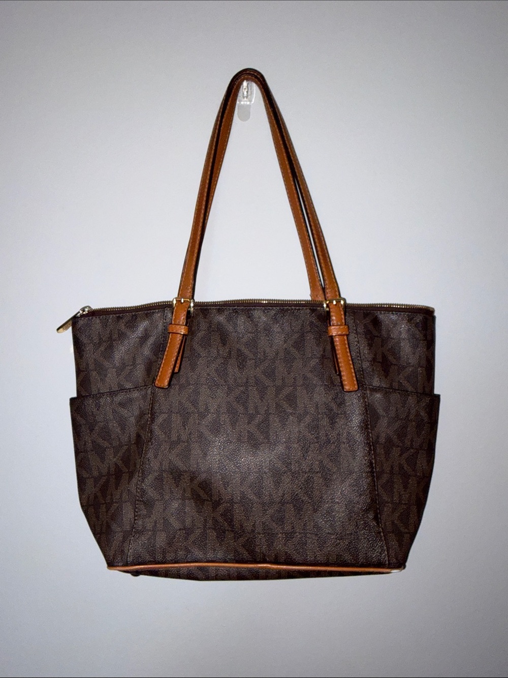 Michael Kors Brown Logo Tote with Tan Leather Trim - Picture 6 of 10